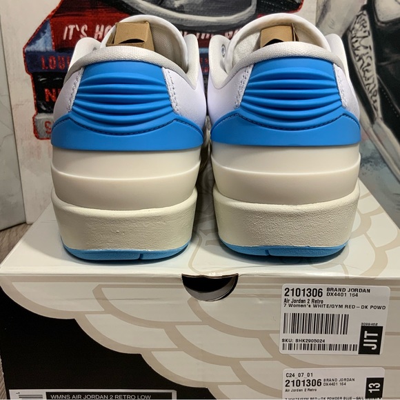 Nike Air Jordan 2 Low Retro UNC to Chicago Women 7 White Blue Red DX4401-164 NEW - Picture 9 of 10